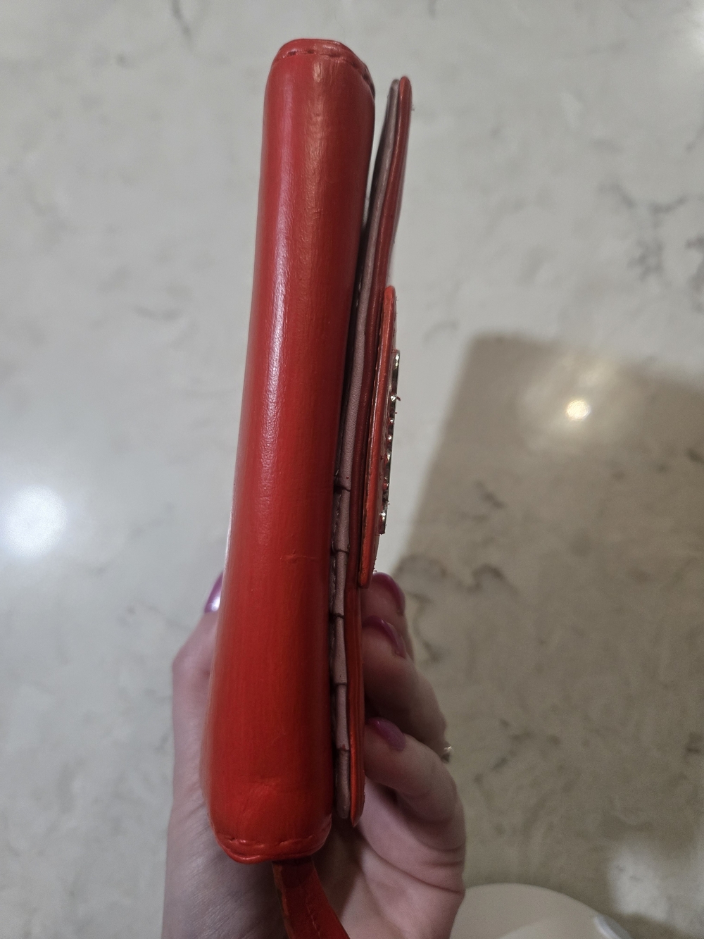 Coach Red Leather Compact Wallet - Picture 6 of 12
